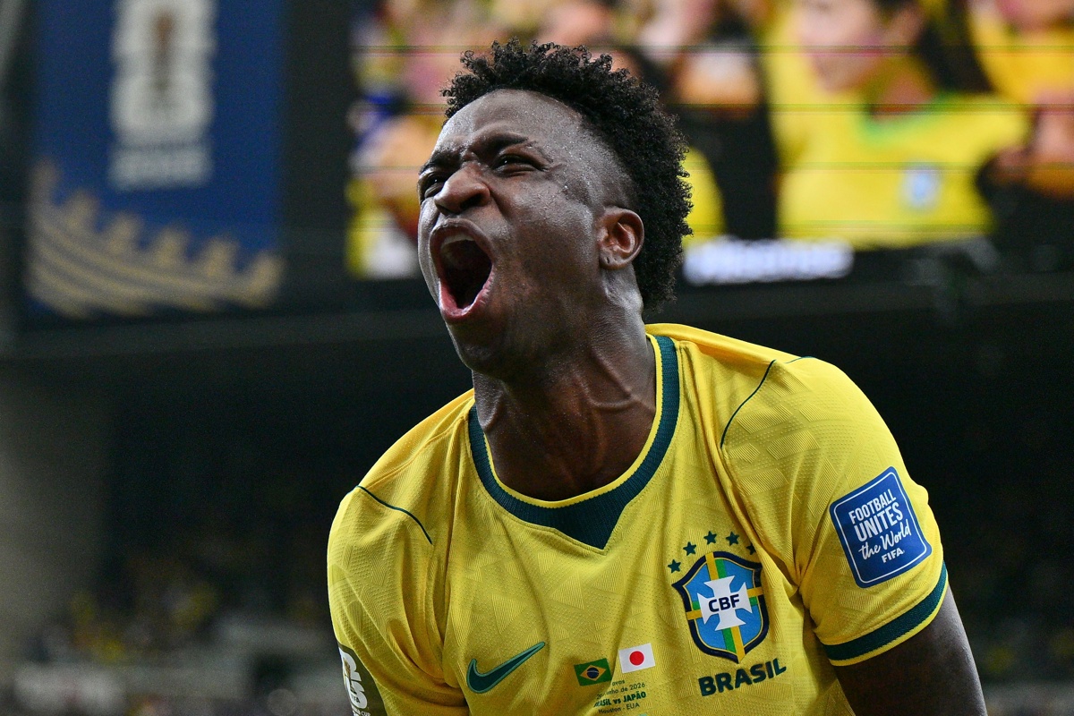 HOUSTON (United States), 29/06/2026.- Vinicius Junior of Brazil celebrates after the team scored the 2-1 goal during the FIFA World Cup 2026 Round of 32 match Brazil against Japan, in Houston, USA, 29 June 2026. (Brasil, Japón)